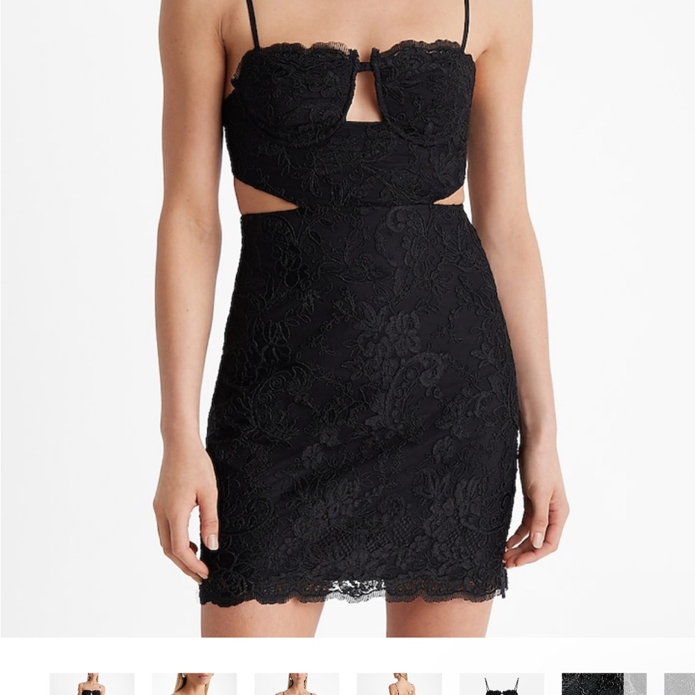 Express Black Lace Cutout Mini Dress - Picture 3 of 7